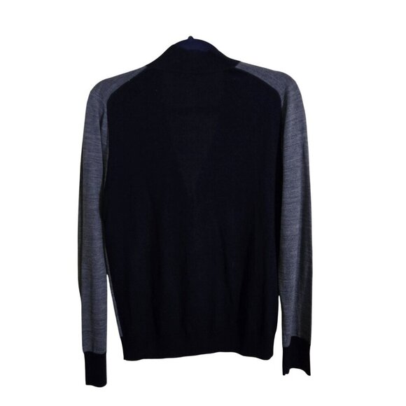 J.Crew Colorblock Gray Navy Preppy Merino Wool Blend Cardigan Sweater Size M - Picture 2 of 5